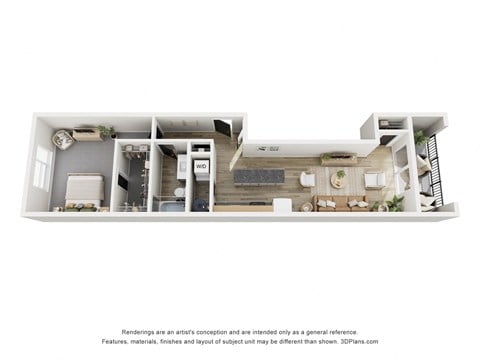 Floor plan for 1 bed, 1 bath, 795 sqft